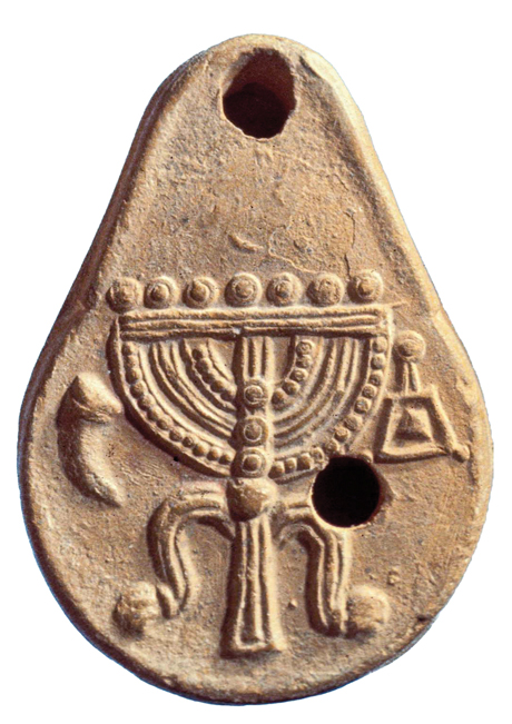 Ceramic lamp with menorah_ZRadovan, 2698-Roman-Jewish oil lamps