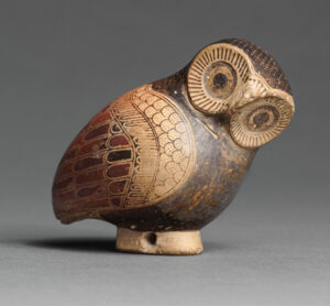 Owl-shaped terracotta aryballos from Corinth, Greece_ 2008 GrandPalaisRmn (musée du Louvre), Hervé Lewandowski