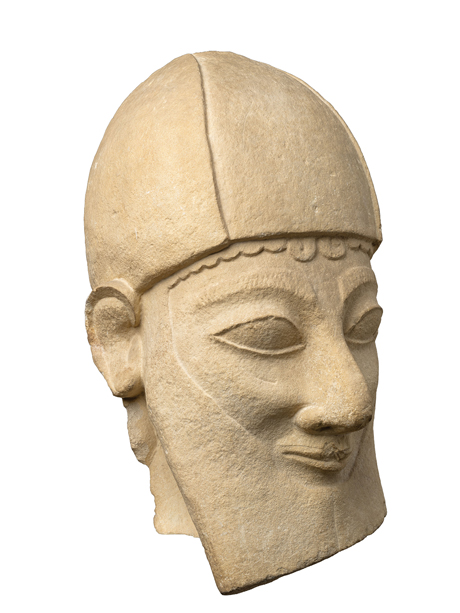 Colossal limestone head from Golgoi, Cyprus_The Ringling_SN-28-175-B