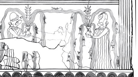 Investiture of zimri-lim from Mari palace, wall painting