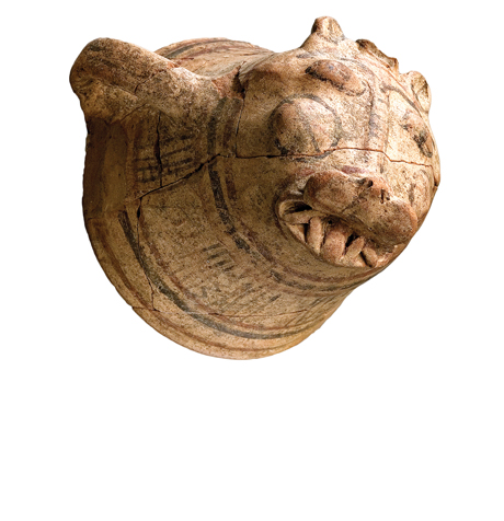 Lion-shaped cup with a handle from Stratum XI at Tel Qasile